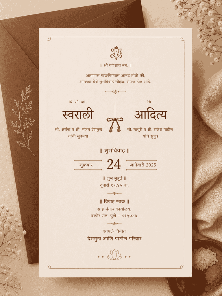 Minimalist Marathi Lagna Patrika Design