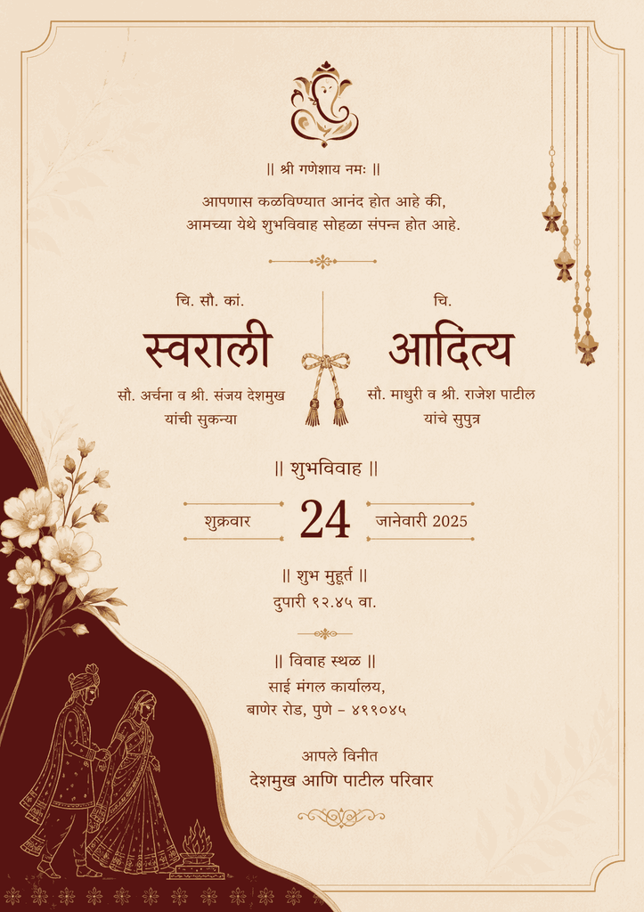 Modern Traditional Marathi Wedding Invitation